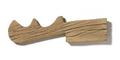 Wooden bracket for hanging equipment or clothing. The upper side is wave-shaped with three crest, the edge of the last one being rounded. The incised patterns on two sides mainly consist of parallel running lines imitating the wave-pattern.;