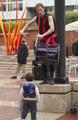 Performers in the piazza of the British Library, August 2004, to accompany the Silk Road Exhibition.