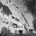 Photograph of  Dunhuang Mogao caves showing the large nine-storey cave taken by Irene Vincent in 1948.