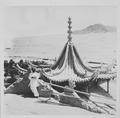 Photograph of the top of the nine-storied pagoda Dunhuang Mogao Cave 96 taken by Raghu Vira in 1955.