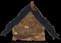 Triangular top of a fragmentary banner, bottom part missing.