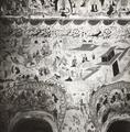 Photograph of wall painting of a battle with the 500 bandits in Dunhuang Mogao Cave 285 taken by Irene Vincent in 1948.