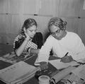 Photograph of Raghu Vira and Sudarshana Devi Singhal at the Dunhuang Institute taken in 1955.