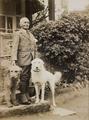Marc Aurel Stein with the dogs, Spin Khan and Dash in Srinagar, 14 November 1928.