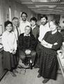 (From l. to r.): Zhao Huanxia, Peter Lawson, John Burton, Mike Western, Du Weisheng, Robert Duke, Frances Wood in the British Library Oriental Conservation Studio, Blackfriars Road, London, 1990.