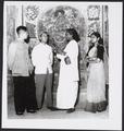 Photograph of the Raghu Vira, Sudarshana Devi Singhal and members of the Dunhuang Institute in Dunhuang Mogao Cave 3 taken on 4 June 1955.