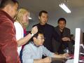 Abby Baker, IDP UK, with (l. to r.) Sang Fajun, Liang Xushu, Mao Lei and Sheng Yanhai of the Dunhuang Academy during a training visit in October 2007.