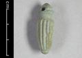 Pointed ribbed pendant made of faience.;