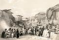 The main street in the bazaar at Cabaul in the fruit season, c. 1840.