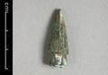 Arrowhead with a triangular body, notchless and stemmed. Made of bronze.