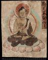 Buddha seated on a lotus throne.