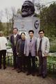 Wang Xu and Wang Yarong (visiting scholars), Luo Youpei and Guan Yuanbo (Sichuan Peoples Publishing House), Highgate Cemetery, London April 1989.